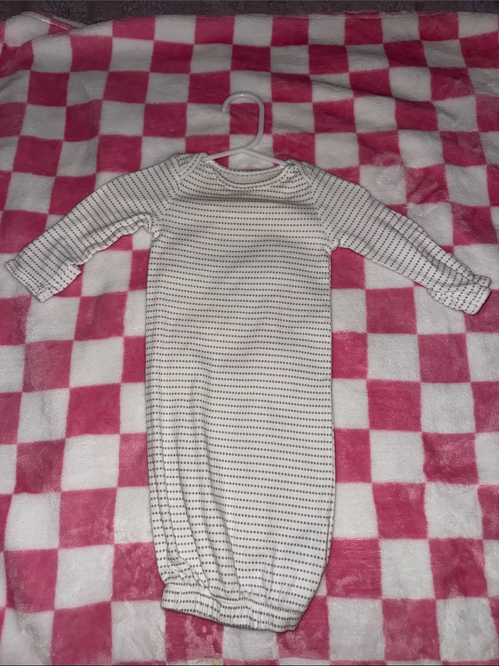 Carter's White and Gray Striped Long Sleeve Sleep Gown